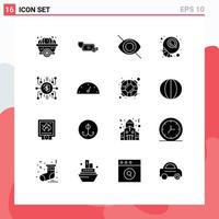 Set of 16 Modern UI Icons Symbols Signs for morning coffee gold breakfast eye Editable Vector Design Elements