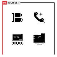 Set of 4 Vector Solid Glyphs on Grid for black coin art board crypto currency plus school Editable Vector Design Elements