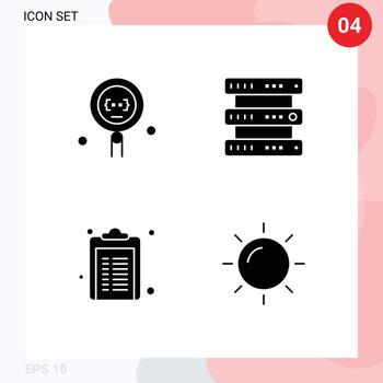 conjunto de 4 iconos modernos de la interfaz de usuario signos de símbolos para la codificación de la programación sanitaria elementos de diseño vectorial editables de notas de alojamiento vector