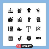 Stock Vector Icon Pack of 16 Line Signs and Symbols for time economy bulb banking down Editable Vector Design Elements