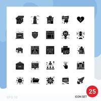 25 Universal Solid Glyphs Set for Web and Mobile Applications heart sale tag bus station sale label label Editable Vector Design Elements