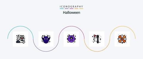 paquete de iconos de 5 planos llenos de línea de halloween que incluye cruzado. hueso. animal. vacaciones. celebracion vector