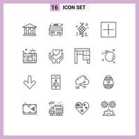 Set of 16 Modern UI Icons Symbols Signs for photo camera creative plus new Editable Vector Design Elements