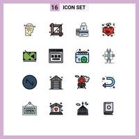 Set of 16 Modern UI Icons Symbols Signs for love heart banking hanging secure Editable Creative Vector Design Elements