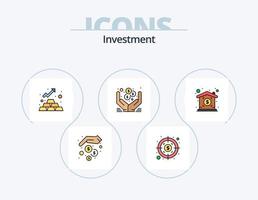 Investment Line Filled Icon Pack 5 Icon Design. money saving. hands. insurance. finance. gear vector