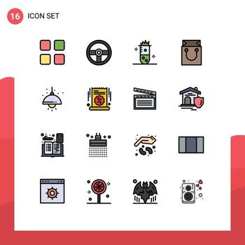 User Interface Pack of 16 Basic Flat Color Filled Lines of home retail alcoholic fermentation cart nuclear fusion Editable Creative Vector Design Elements