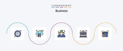 paquete de iconos de 5 planos llenos de línea de negocio que incluye flujo de trabajo. iteración. convenio. dinero. bancario vector