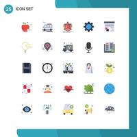 25 User Interface Flat Color Pack of modern Signs and Symbols of webpage development sketch develop world Editable Vector Design Elements