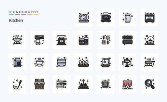 25 Kitchen Line Filled Style icon pack vector