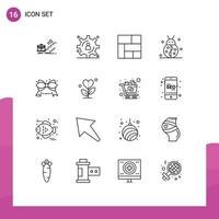 Pictogram Set of 16 Simple Outlines of winter bug content storage beetle bug section Editable Vector Design Elements