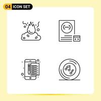 Modern Set of 4 Filledline Flat Colors Pictograph of burn planning pollution coding file Editable Vector Design Elements
