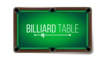 Empty Billiard Table Vector. Green Game Snooker Table. Top View. Isolated On White Background Illustration vector