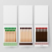 Book Of Matches Vector. Top View Closed Opened Blank. For Adding Your Packing Design And Advertising. Realistic Illustration vector