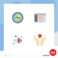 Pack of 4 Modern Flat Icons Signs and Symbols for Web Print Media such as ban software dieting console back Editable Vector Design Elements