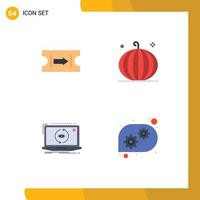 Pack of 4 Modern Flat Icons Signs and Symbols for Web Print Media such as ticket application cornucopia harvest software Editable Vector Design Elements