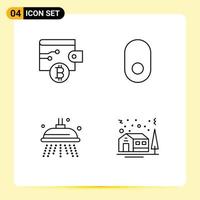 Modern Set of 4 Filledline Flat Colors and symbols such as bitcoin tree apple water house Editable Vector Design Elements