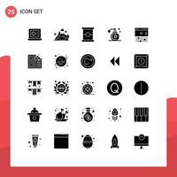 Modern Set of 25 Solid Glyphs and symbols such as web page food creative fragrance Editable Vector Design Elements