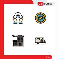 User Interface Pack of 4 Basic Filledline Flat Colors of care building product navigator corporation Editable Vector Design Elements