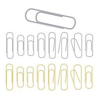 Small Binder Clips Vector Isolated On White. Realistic Paper Clip Set