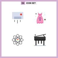 Group of 4 Modern Flat Icons Set for ac data home ware party frock data scince Editable Vector Design Elements