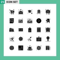 Set of 25 Modern UI Icons Symbols Signs for hobby easel logistic study graduation Editable Vector Design Elements