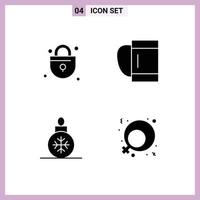 Stock Vector Icon Pack of 4 Line Signs and Symbols for lock decoration bag ball gender Editable Vector Design Elements