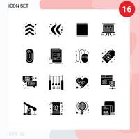 Editable Vector Line Pack of 16 Simple Solid Glyphs of fingerprint sales instagram chart board Editable Vector Design Elements