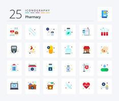 Pharmacy 25 Flat Color icon pack including ampule. medicine. pharmacist. list. herbal medicine vector