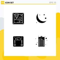 Set of 4 Modern UI Icons Symbols Signs for machine weighing islam ramadan battery Editable Vector Design Elements