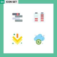 4 Universal Flat Icons Set for Web and Mobile Applications books down study power cloud Editable Vector Design Elements