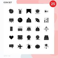 grupo de 25 signos y símbolos de glifos sólidos para elementos de diseño de vectores editables globales de red de jugo web de análisis