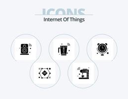 internet de las cosas glifo icon pack 5 diseño de iconos. mezclador. licuadora. máquina. Wifi. Internet de las Cosas vector