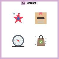 Pack of 4 Modern Flat Icons Signs and Symbols for Web Print Media such as star compass usa e office Editable Vector Design Elements