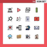 User Interface Pack of 16 Basic Flat Color Filled Lines of ball pray document bead ruler Editable Creative Vector Design Elements