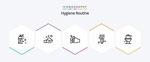 Hygiene Routine 25 Line icon pack including . . cosmetic. washroom. cleaning vector