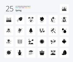 Spring 25 Solid Glyph icon pack including spring. apple tree. water. apple. spring vector