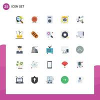 Group of 25 Flat Colors Signs and Symbols for robot database turntable goal technology electronics Editable Vector Design Elements