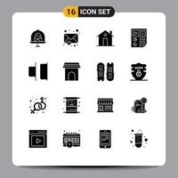 Pictogram Set of 16 Simple Solid Glyphs of distribute report chimney page data Editable Vector Design Elements