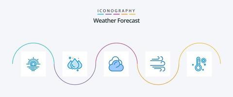 Paquete de 5 íconos Weather Blue que incluye . clima. servidor. la temperatura. viento vector