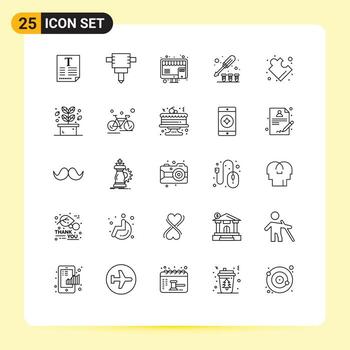 Editable Vector Line Pack of 25 Simple Lines of leaf solution marketing puzzle screw Editable Vector Design Elements