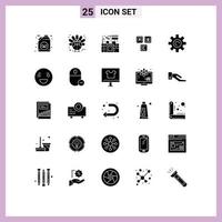 Set of 25 Modern UI Icons Symbols Signs for interface knowledge cabinet alphabet blocks Editable Vector Design Elements