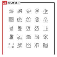 25 iconos creativos signos y símbolos modernos de imaginación creatividad desarrollar contraseña de seguridad web elementos de diseño vectorial editables vector