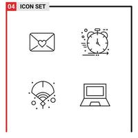 Modern Set of 4 Filledline Flat Colors and symbols such as mail fan product development year Editable Vector Design Elements