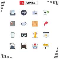 16 Universal Flat Color Signs Symbols of contact profile id study knowledge Editable Pack of Creative Vector Design Elements