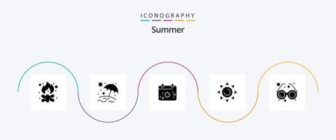 Summer Glyph 5 Icon Pack Including eye. accessory. beach. sun. beach vector