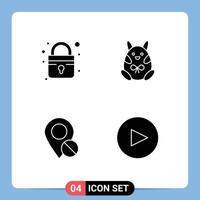 Set of 4 Modern UI Icons Symbols Signs for closed marker chicken happy medical Editable Vector Design Elements