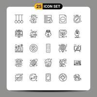 25 Universal Line Signs Symbols of watch pause device file delete Editable Vector Design Elements