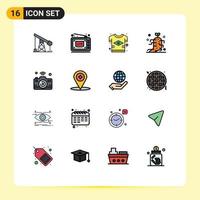 Set of 16 Modern UI Icons Symbols Signs for camera nature brazil ginseng tshirt Editable Creative Vector Design Elements