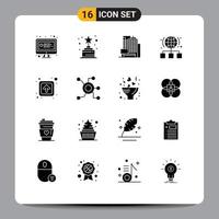 Set of 16 Modern UI Icons Symbols Signs for public arrow business server link Editable Vector Design Elements