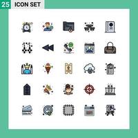 User Interface Pack of 25 Basic Filled line Flat Colors of travel camping right bench lock Editable Vector Design Elements